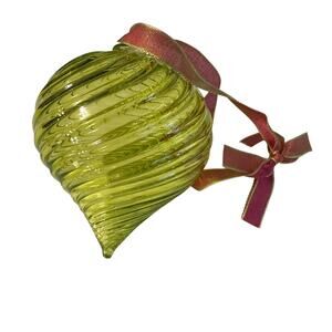 Hand-Blown Glass Ornament Teardrop Lime Green 5"